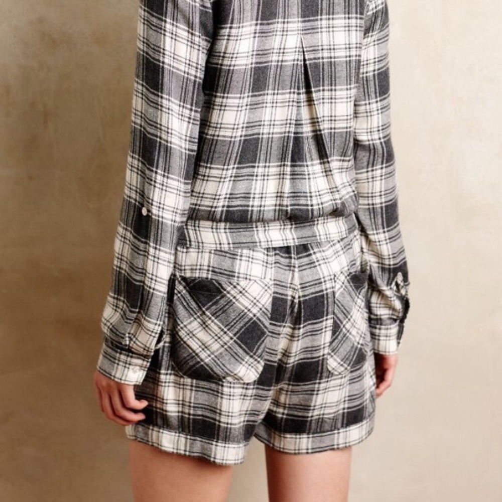 Cloth & Stone | Gray Plaid Flannel Romper | Size M - Picture 2 of 8